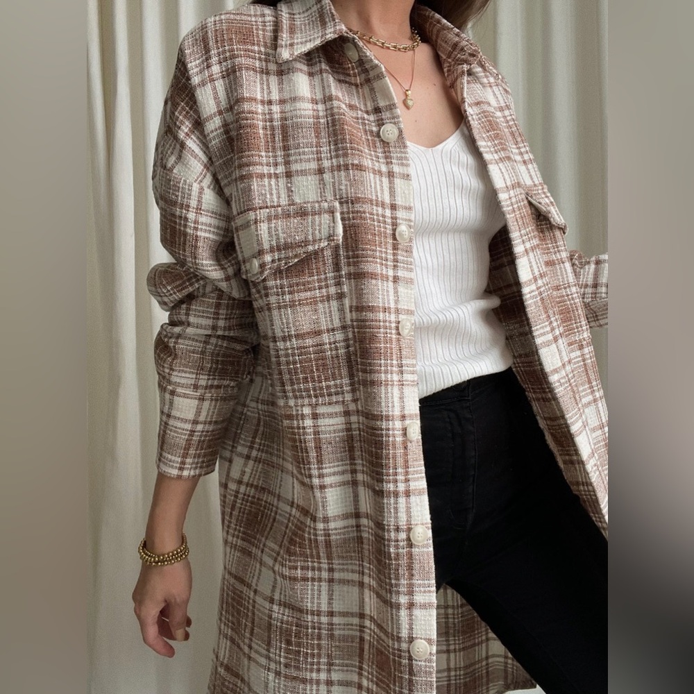 COAT paid buttoned coat — Brick/Cream